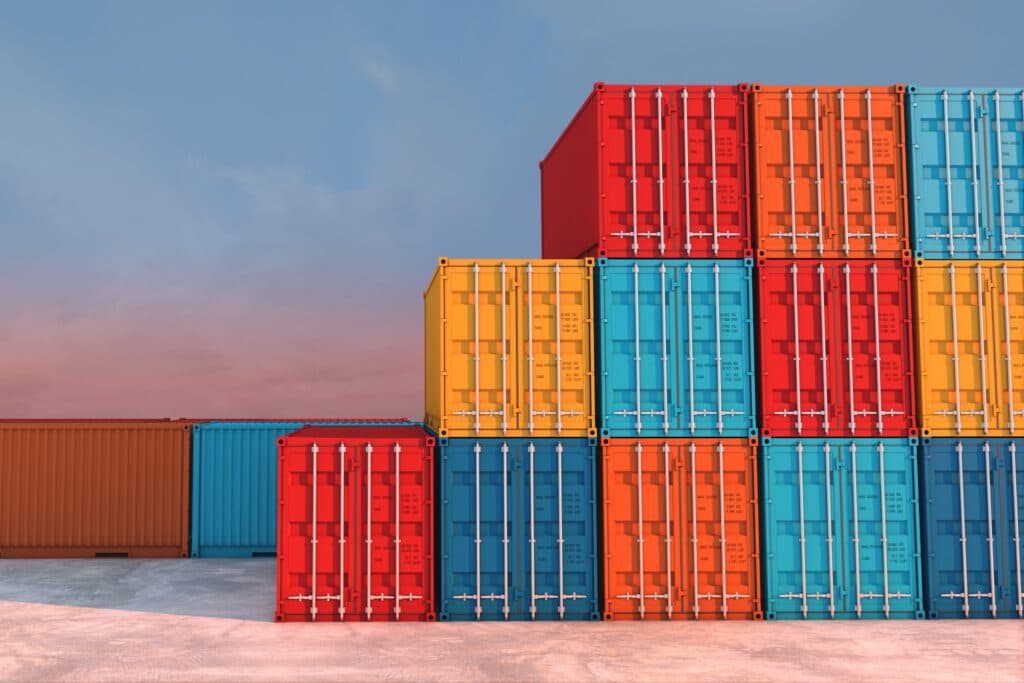 Stack of cargo boxes for import export
