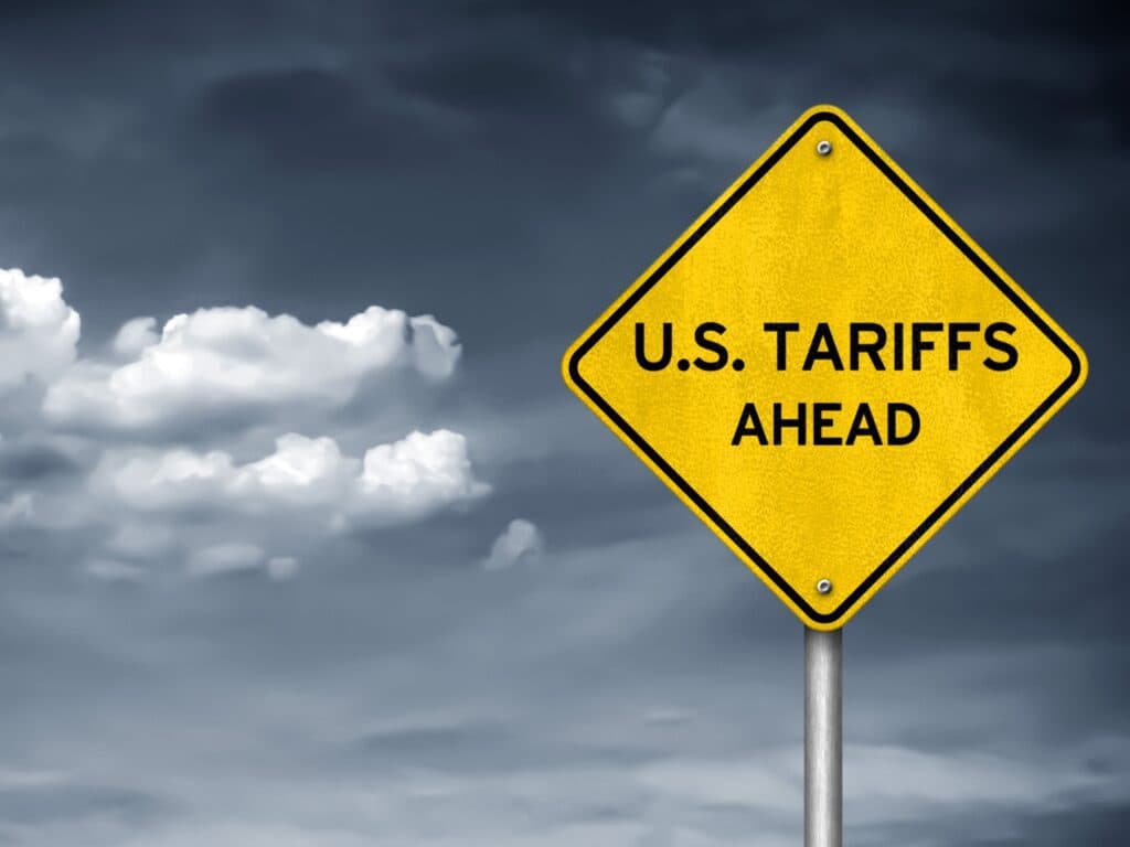 US Tariffs ahead - road sign illustration
