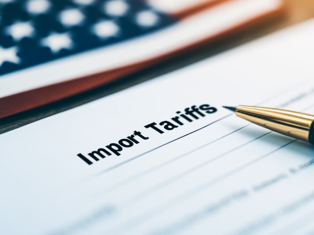 Important document with a pen and an American flag